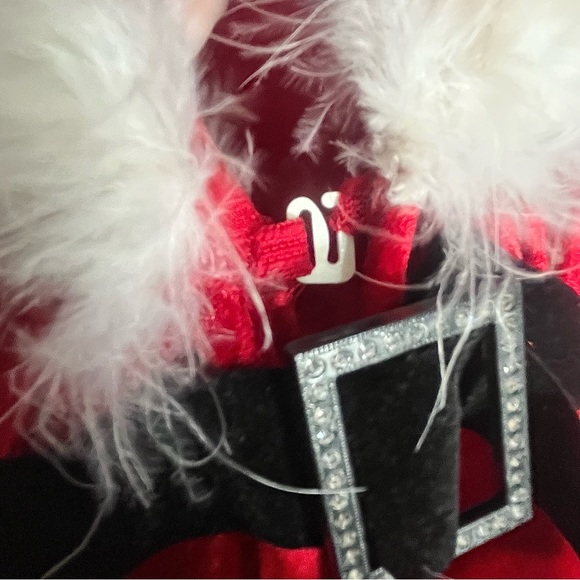 ηεω Velvet Santa Robe & G-String Set Red w/ White Feather Trim Secret Treasures - Picture 11 of 14